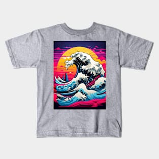 The Great Wave Vaporwave Sunset Kids T-Shirt